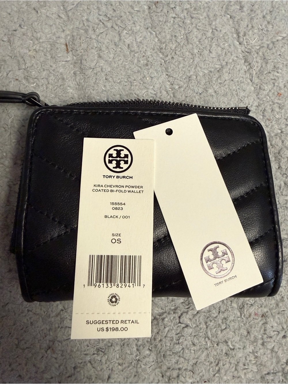 Tory Burch NWT Quilted Zip Card Case Wallet - Black - Picture 3 of 4